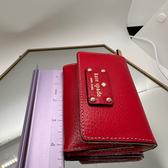 Kate Spade New York | Red Pebbled Leather Keychain Card Case Wallet - Picture 6 of 8